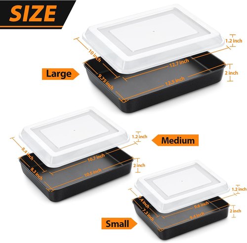 E-far Baking Pans Set of 3 - Nonstick Sheet Cake & Lasagna Pan with Lids | 12.5/10.5/9.4 Inch Metal Bakeware