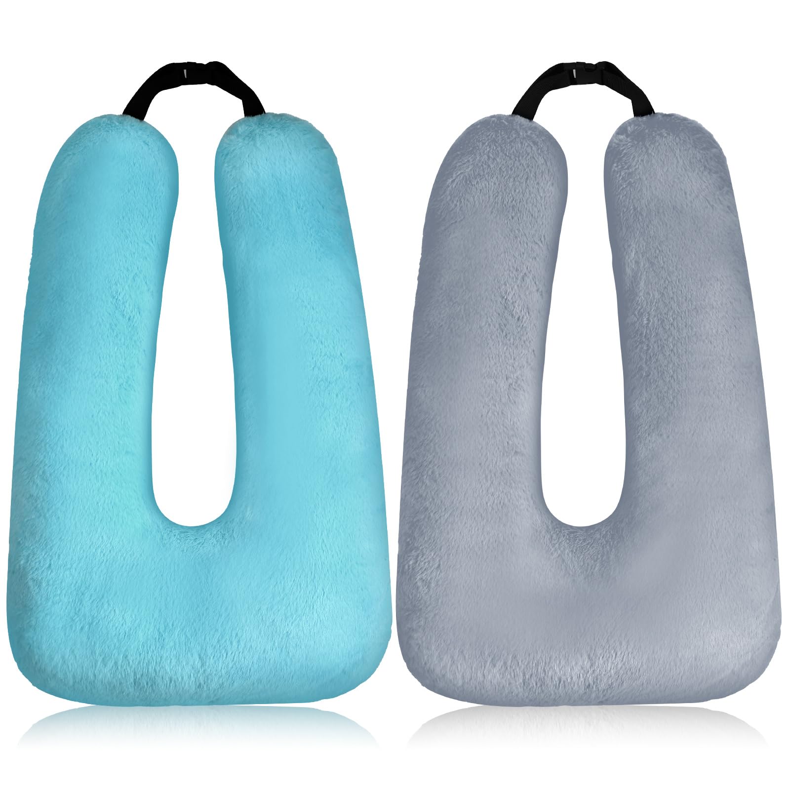 Barydat 2 Pcs Car Travel Pillow for the Back Seat 28 x 18 in Sleeping Reading Pillows for Long Distance Travel Car Cushion for Kids Adults Head and Body Support U Shaped Pad for Travel(Gray, Green)