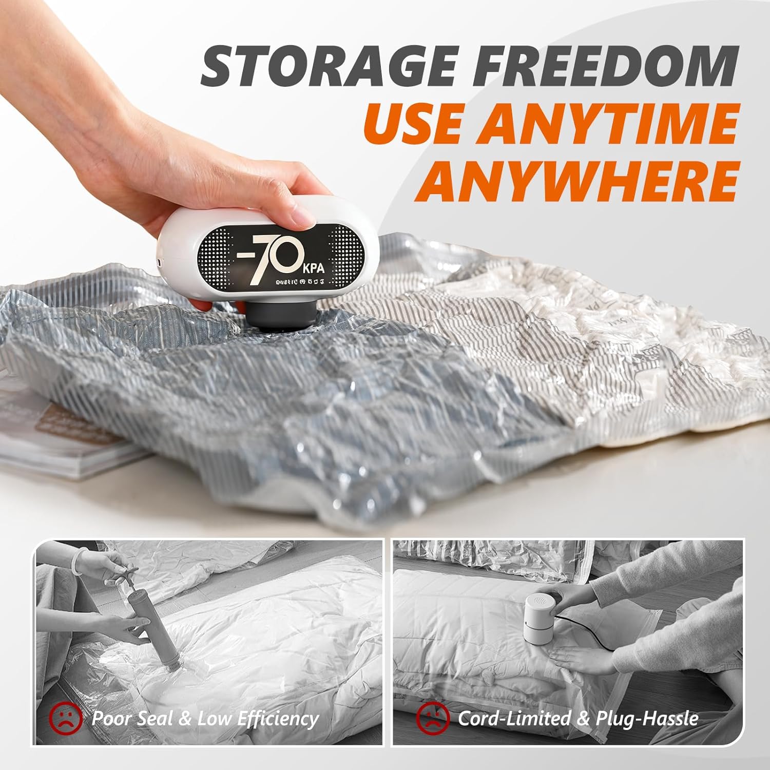 Vacuum Storage Bags 15 Pack by [Brand Name] - Premium Tear-Resistant with Electric Pump | Space-Saving Travel Essentials