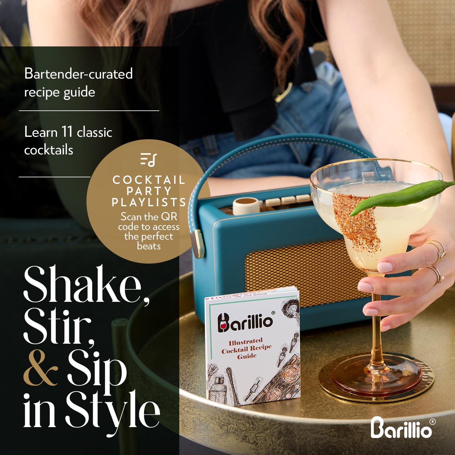 Barillio Moscow Mule Mugs Set - 2 Stainless Steel, Copper-Plated Cocktail Mugs with Bamboo Stand - Food-Safe, Moscow Mule Kit with Copper Cups, Drinking Straws and Mixing Spoon - 2 x 18 Oz