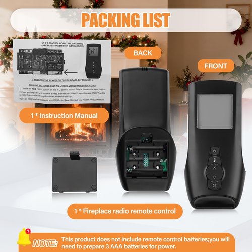 0.584.040 Gas Fireplace Radio Remote Transmitter GTMFSLA Series for SIT Proflame 2 IFC Fully Loaded Control Module, Fireplace Remote Handset Transmitter for Electronic Ignition Control Module, Black
