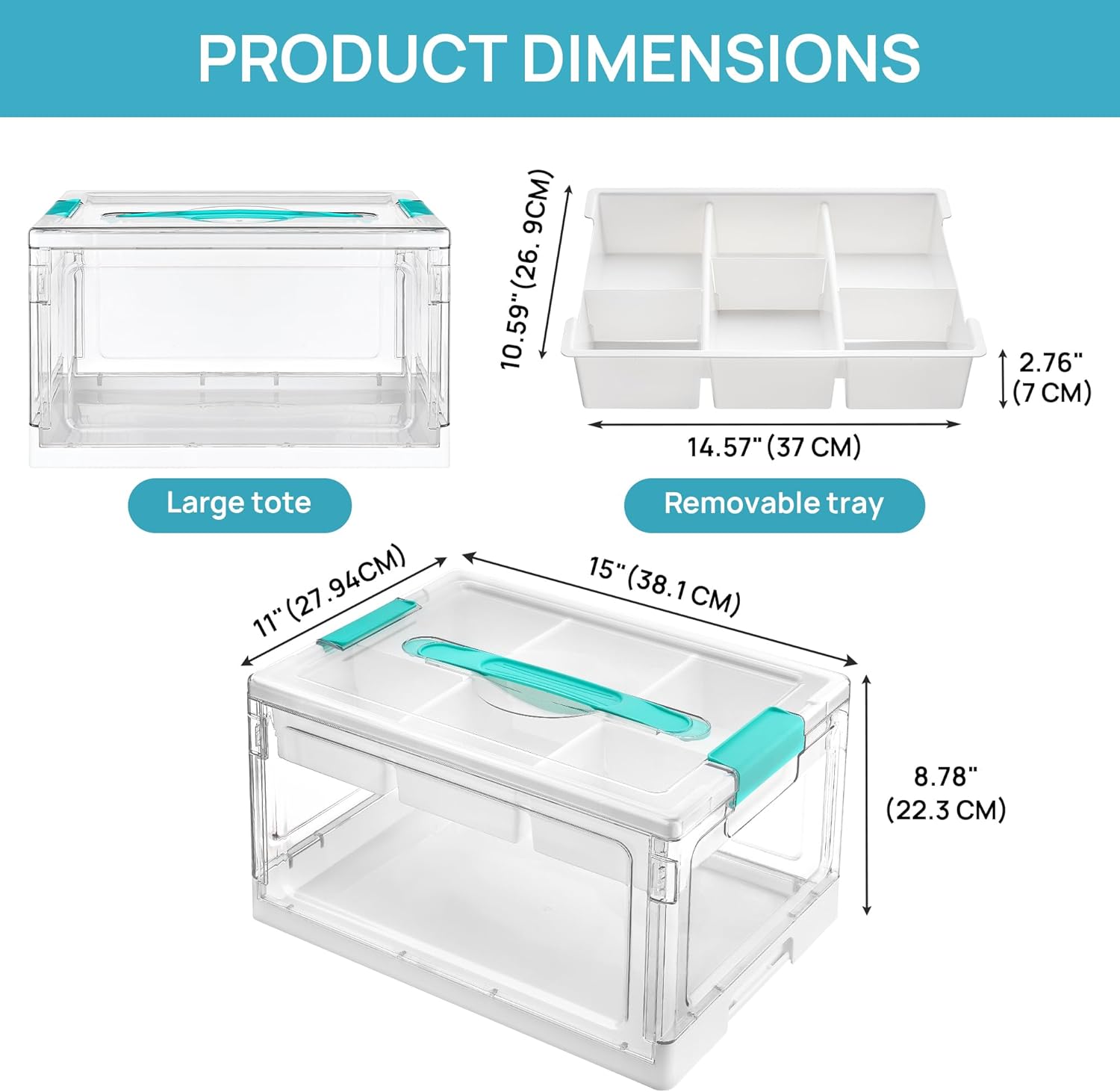 Vtopmart 24 QT Clear Plastic Craft Organizer - Removable Trays & Dividers for Art Supplies | Ideal Storage Box