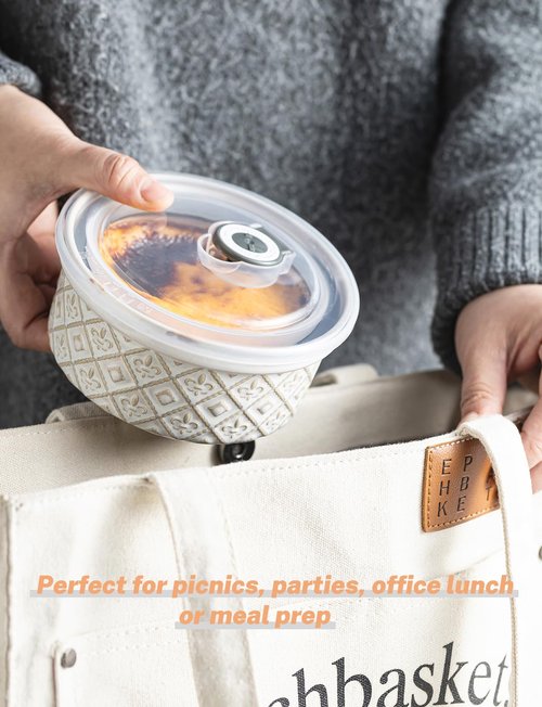 16 oz Ramekins with Lids Oven Safe, Ceramic Ramekins for Creme Brulee, Embossed Pudding Custard Ramekin for Baking Souffle, Porcelain Baking Bowls Set of 4, Gray
