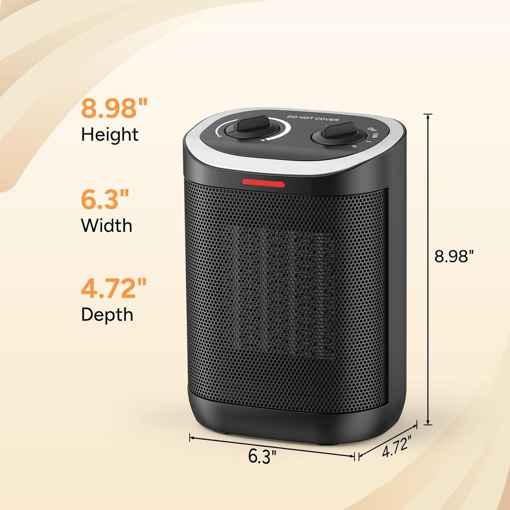 Skiennix 1500W Portable Ceramic Space Heater - Safe, Compact Design with Thermostat for Home & Office