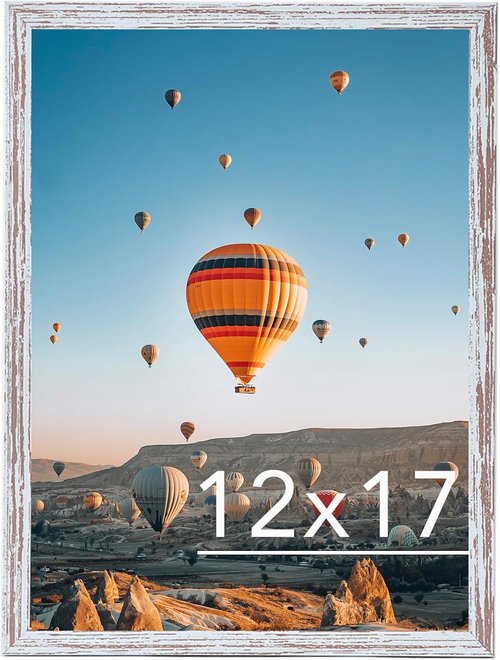 JCJMY 12x17 Rustic White Picture Frame - Versatile Wall Mounting for Horizontal or Vertical Display
