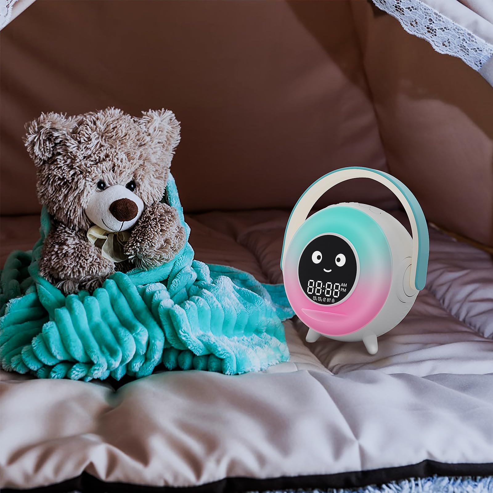 LOVME Kids Alarm Clock, Ready to Rise Sleep Training Clock with Night Lights, Sound Machine, Ok to Wake Clock for Kids, Gift Ideas for Toddler Boy Girl