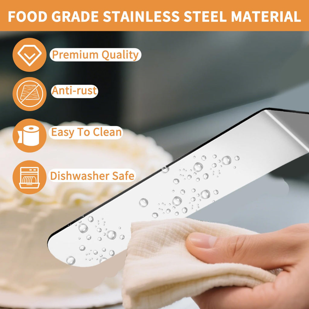 MCSDFN 2 Pcs Offset Spatula Set with 6" & 8" Blade, Stainless Steel Icing Spatula Cake Decorating Tools Frosting Smoother for Cake Decorating, Baking