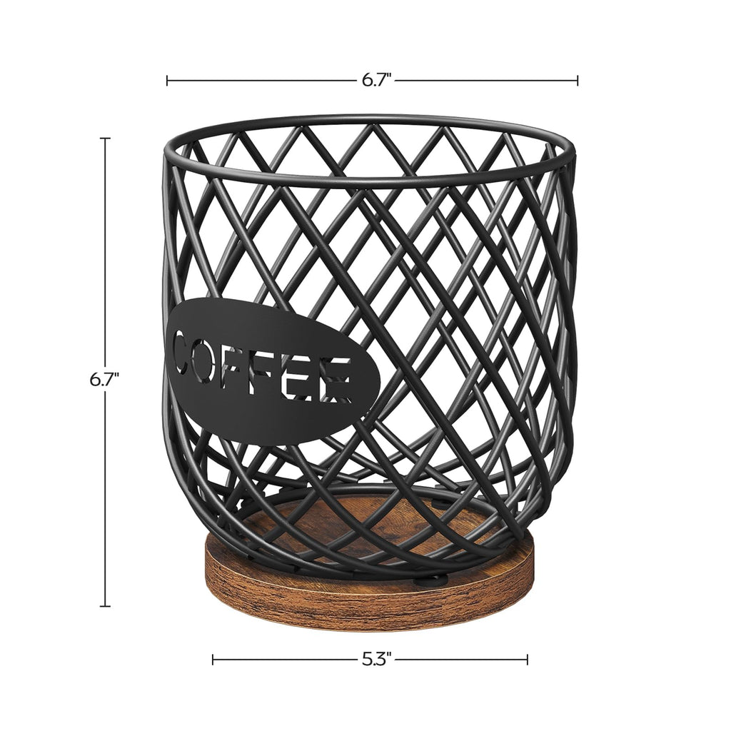 YATINEY Coffee Pod Holder Organizer, Holder for K Cup, Large Capacity Coffee Pod Basket, Versatile Coffee Capsule Storage Organizer, for Kitchen Countertop, Rustic Brown KH09BR