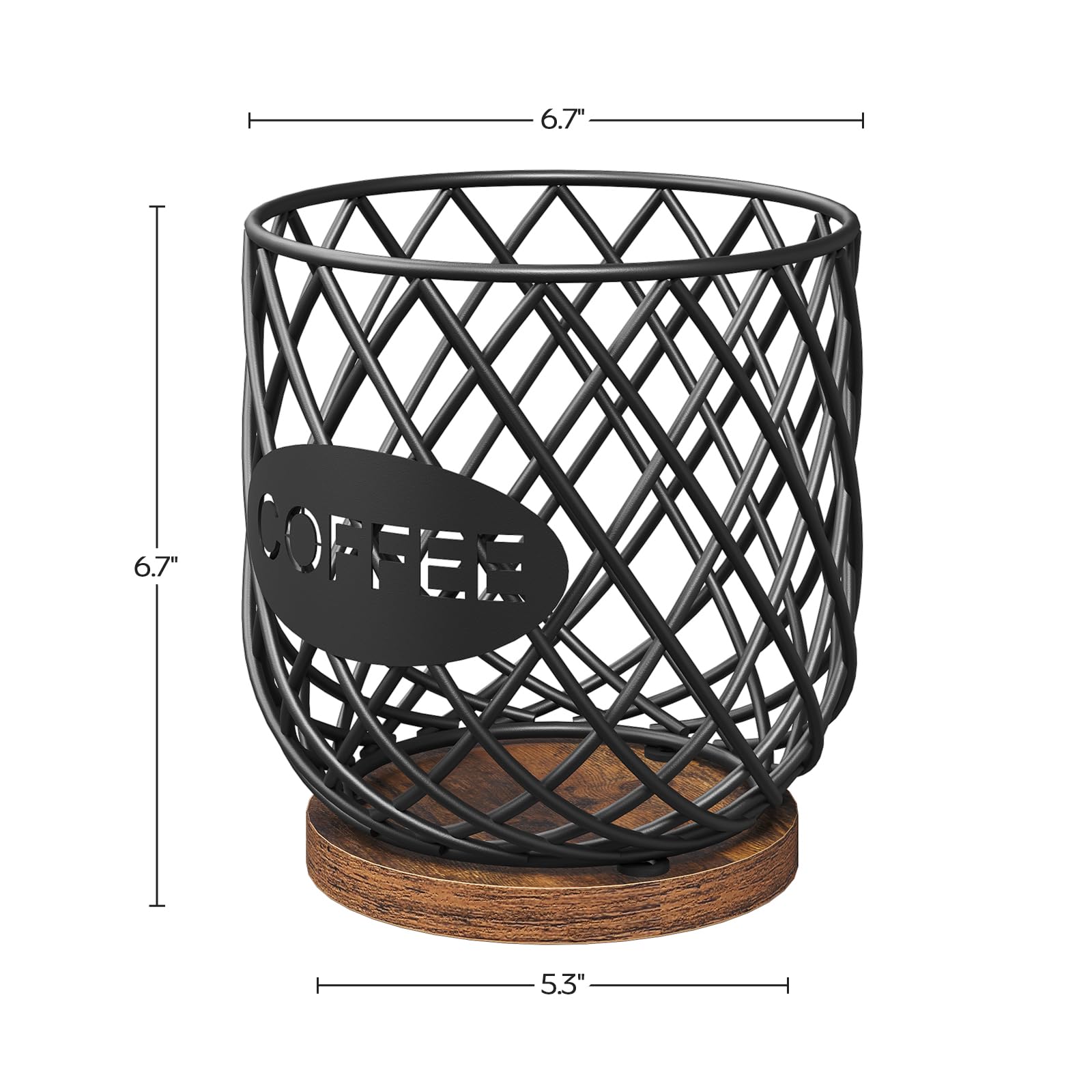 YATINEY Coffee Pod Holder Organizer, Holder for K Cup, Large Capacity Coffee Pod Basket, Versatile Coffee Capsule Storage Organizer, for Kitchen Countertop, Rustic Brown KH09BR