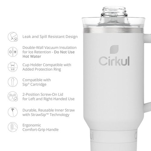 Cirkul Light Gray All-Day StrawSip™ Tumbler - 40oz Gray Stainless Steel Tumbler, Flavor Cartridges Not Included