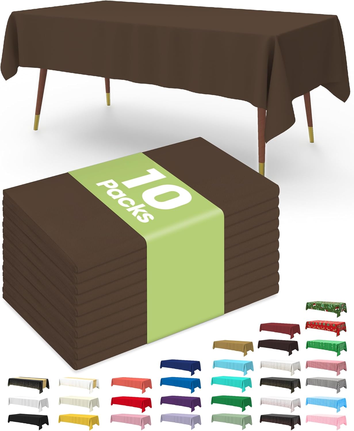 Pureegg Disposable Plastic Table Cloths - 10 Pack, 54 x 108 Inch, Sturdy & Leakproof for Fall Parties