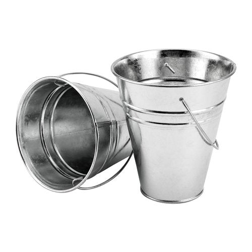 SINJEUN 40 Pack 4.5 x 5 Inch Galvanized Metal Buckets, Silver Metallic Pails with Handle, Mini Tinplate Tin Pails for Craft, Ice, Candy Snack, Flower Decoration