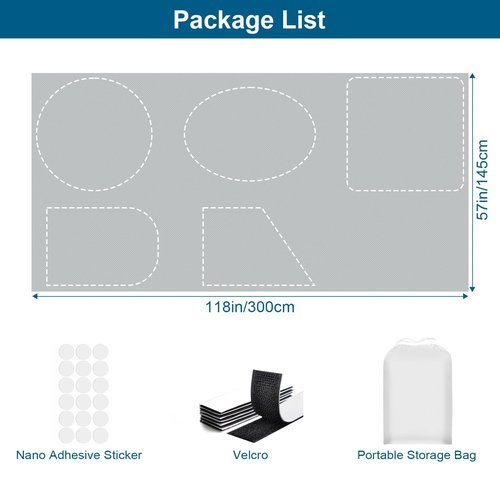100% Blackout Curtains for Bedroom, Portable DIY Window Blinds, No Drill Window Shades & Blackout Blinds with Stickers & Tabs for Travel, Dorm Room, Media Room (Grey, 118" x 57")
