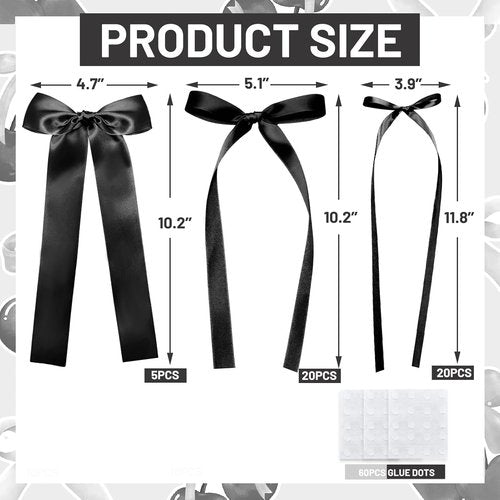 Black Bow Birthday Decorations - 45Pcs DIY Ribbon Bow Wall Decor | Perfect for Parties & Girls' Rooms