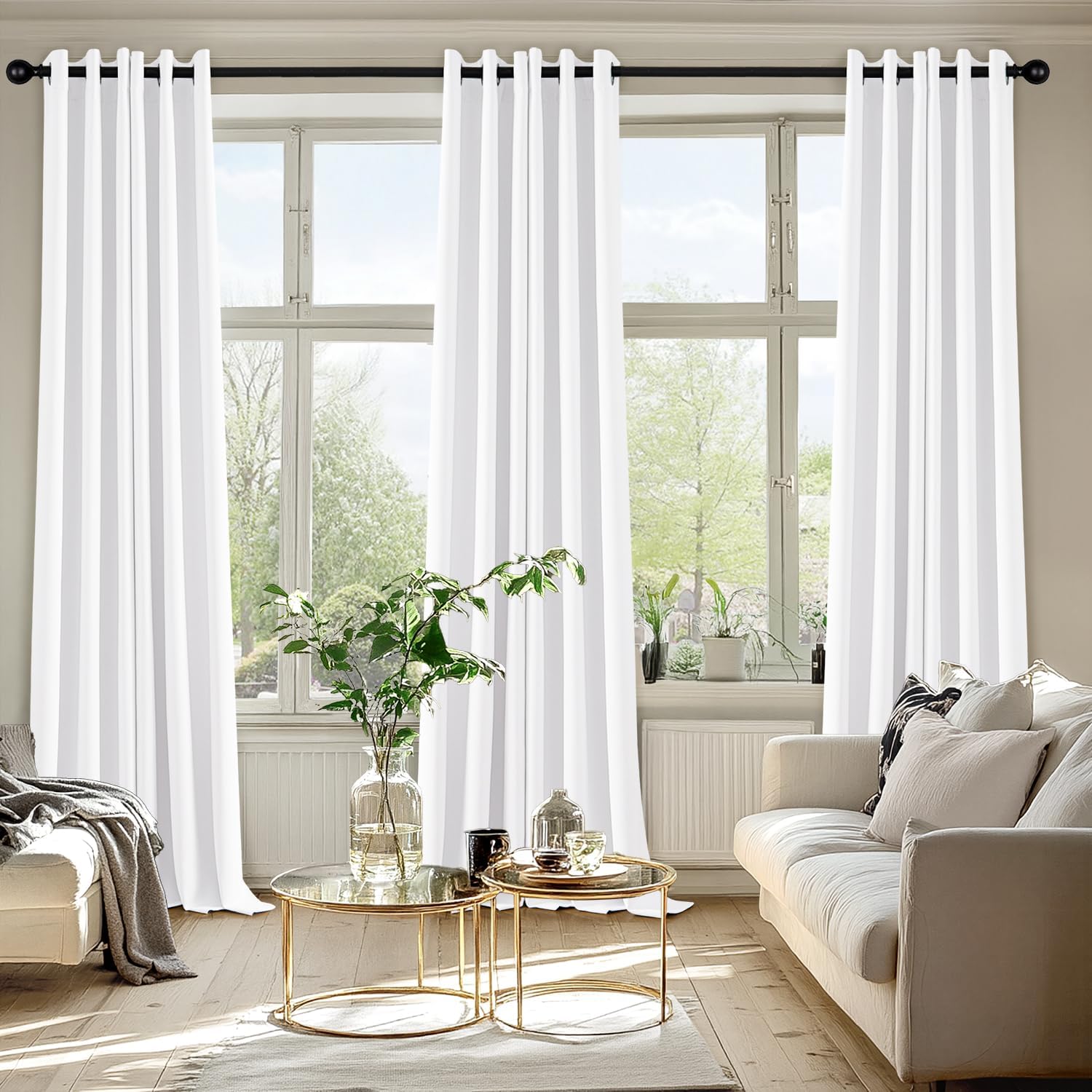 MIULEE Pure White Curtains - Thermal Insulated Room Darkening Drapes | 96-Inch Grommet Top Panels
