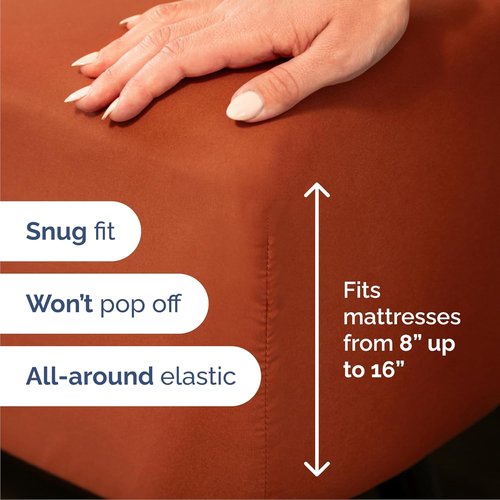 Cal King Size 4-Piece Sheet Set - Comfy Cooling Bed Sheets | Luxury Hotel Quality - Soft, Deep Pockets, Wrinkle-Free - Oeko-Tex Certified - Terracotta