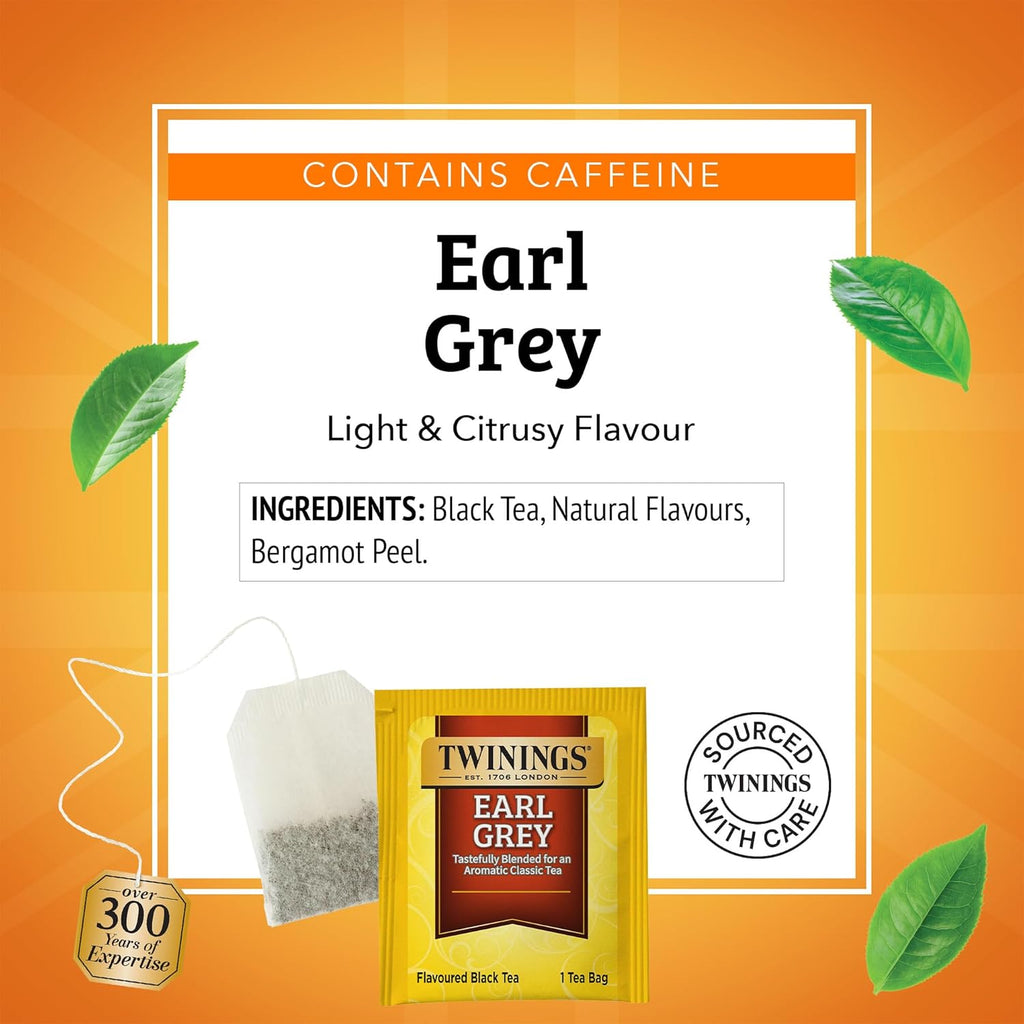 Twinings Earl Grey Tea Bags - Individually Wrapped, Citrus & Bergamot Flavor, 20 Count (Pack of 6)