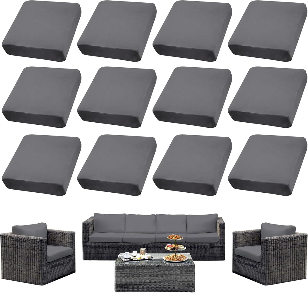 Skiennix Outdoor Cushion Covers Set - 12PCS Patio Furniture Slipcovers for Sofa & Sectional Chairs