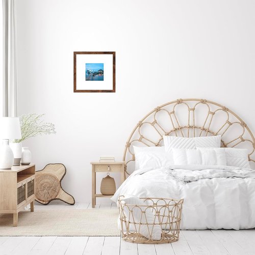JCJMY 8x8 Picture Frame Set of 6 - Versatile Wall Hanging & Tabletop Display, Deep Brown Wood Finish