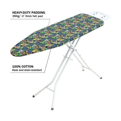 LCLW Ironing Board Cover and Pad Standard Size 15 x 54,3 Pairs of Hook and Loop Fastener Straps,Elastic Edges,Cotton Iron Board Cover with Scorch Resistant Thick Padding (Pattern C)