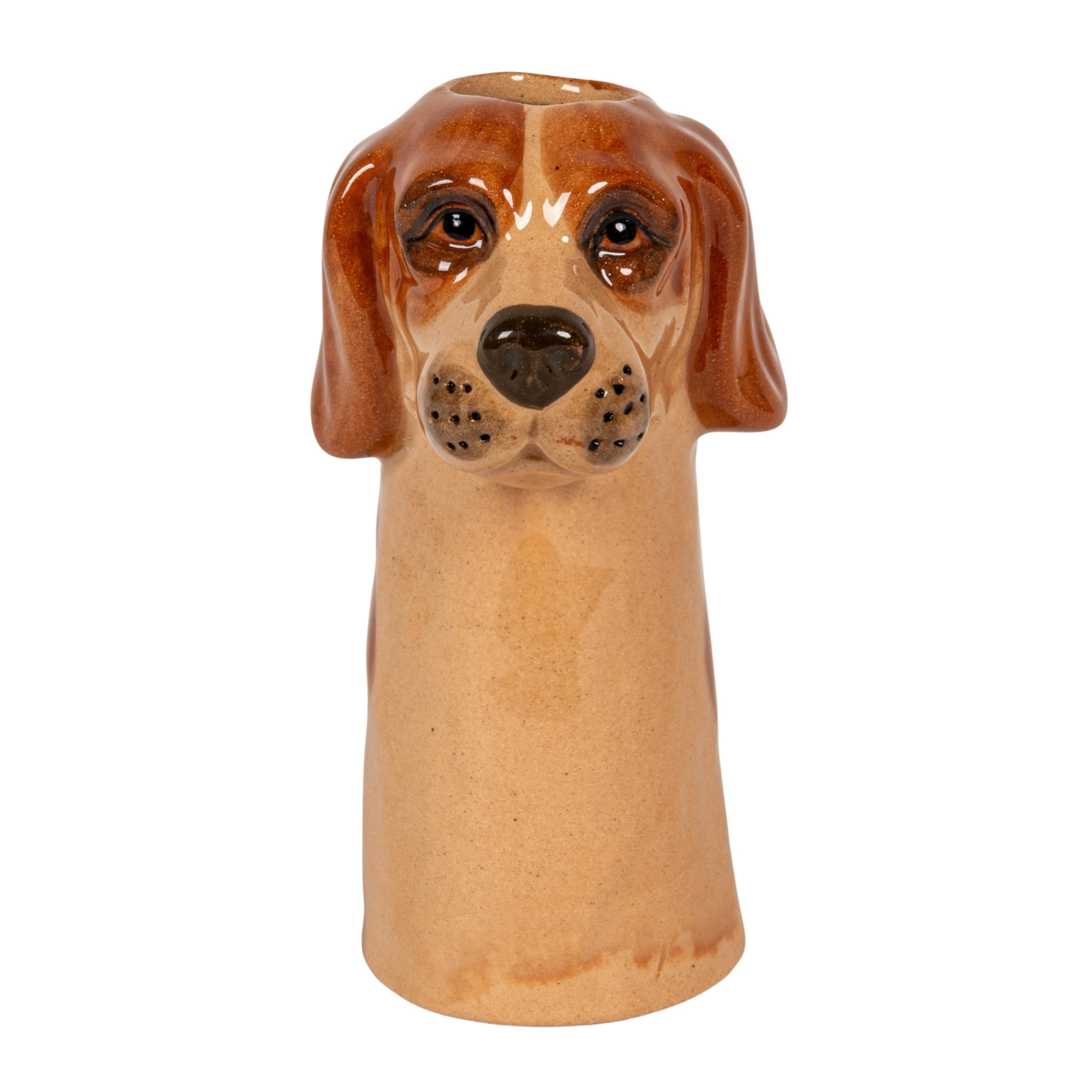 Creative Co-Op 4-Piece Hand-Painted Stoneware Dog Head Vase, Multicolor