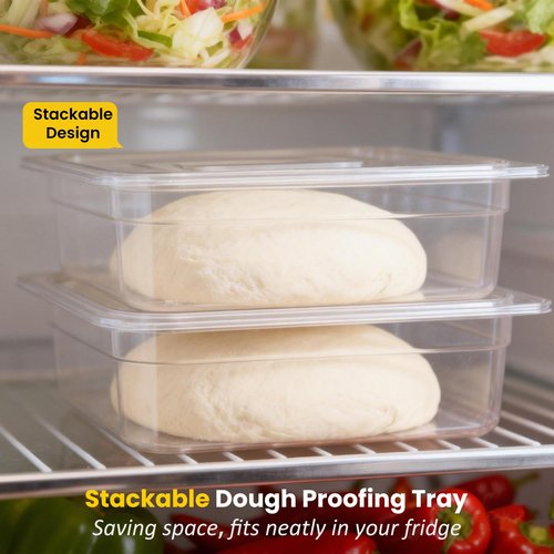 Dough Proofing Container, 5Qt Large Capacity Holds Up to 6.6Lb of Dough, BPA-Free Tray with Lid Dough Rising Box for Bread, Sourdough, Pizza Dough Stackable Dough Container(Clear 1 Pack)
