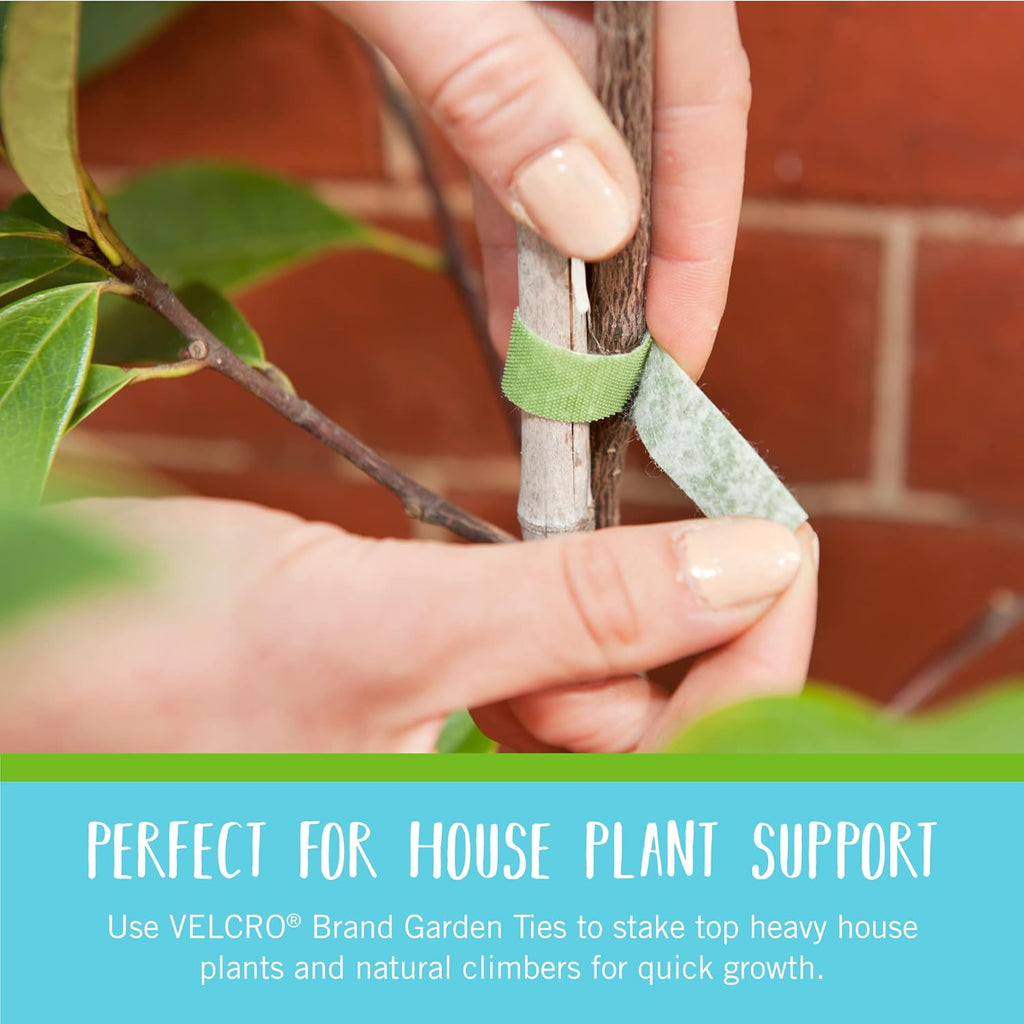 VELCRO Brand Garden Ties - Reusable Plant Supports for Effective Growing | 50 ft x 1/2 in, Green-Recycled Plastic