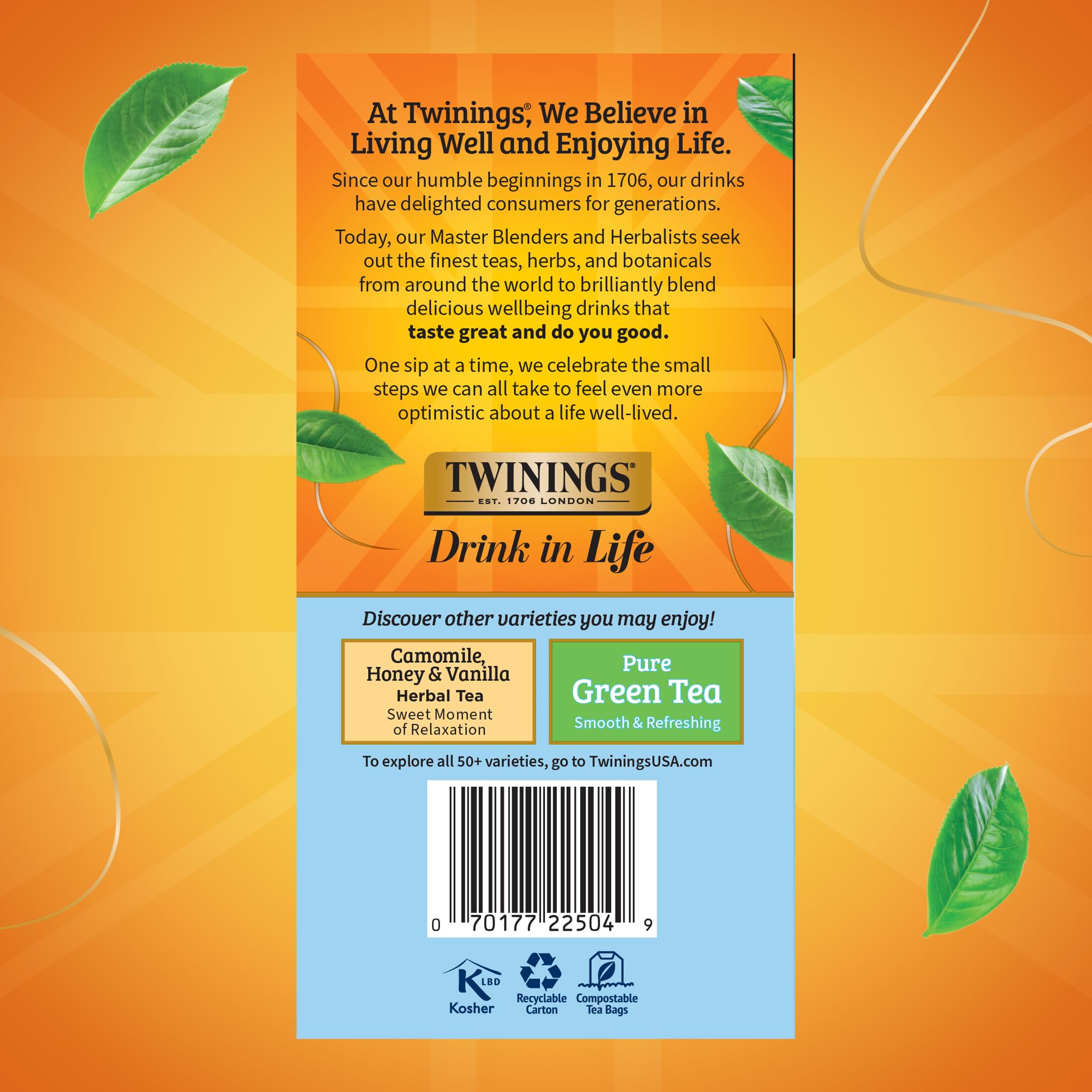 Twinings Pure Camomile Herbal Tea individually Wrapped Bags, 50 Count (Pack of 6), Naturally Caffeine-Free, Enjoy Hot or Iced, 300 Teabags