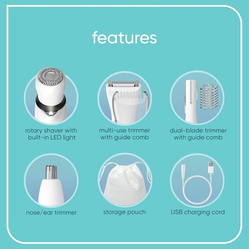 Conair GIRLBOMB All-in-One Trimmer & Shaver Set for Women - Rechargeable, Wet/Dry Use