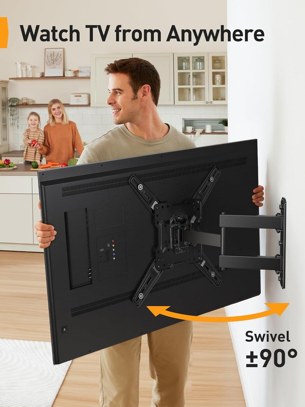 Perlegear Full Motion TV Mount - Articulating Wall Bracket for 26-65 Inch TVs | Tool-Free Tilt & Swivel, Max VESA 400x400mm