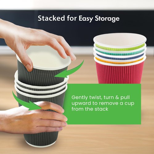Restaurantware 4 Ounce Ripple Wall Disposable Coffee Cups, 500 Insulated Gray Paper Tumblers with Rolled Rim Design, Lids Sold Separately for Hot Drinks like Tea, Hot Chocolate and More
