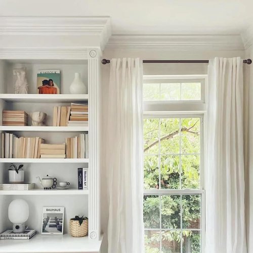 GXOACKJ Decorative Curtain Rods - Heavy Duty Metal, 32-48 Inch, Brown Finish with Brackets