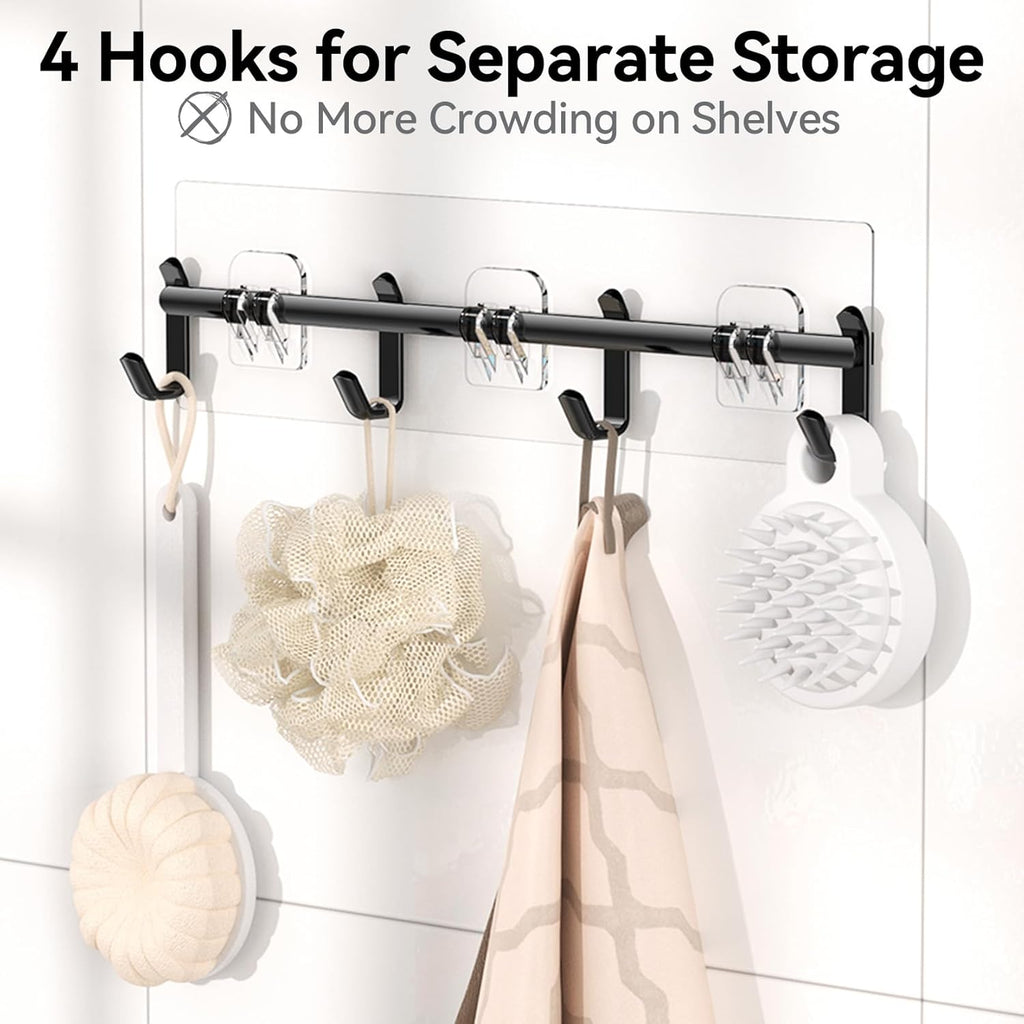 YASONIC Shower Caddy - 100% Rustproof Adhesive Organizer with Soap Holder | 6 Pack Large Capacity Shelves
