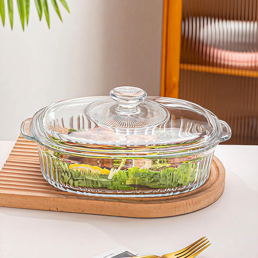 MCIRCO Glass Casserole Baking Dish Set - 4-Piece with Lids, 1.9 Qt & 3 Qt Sizes