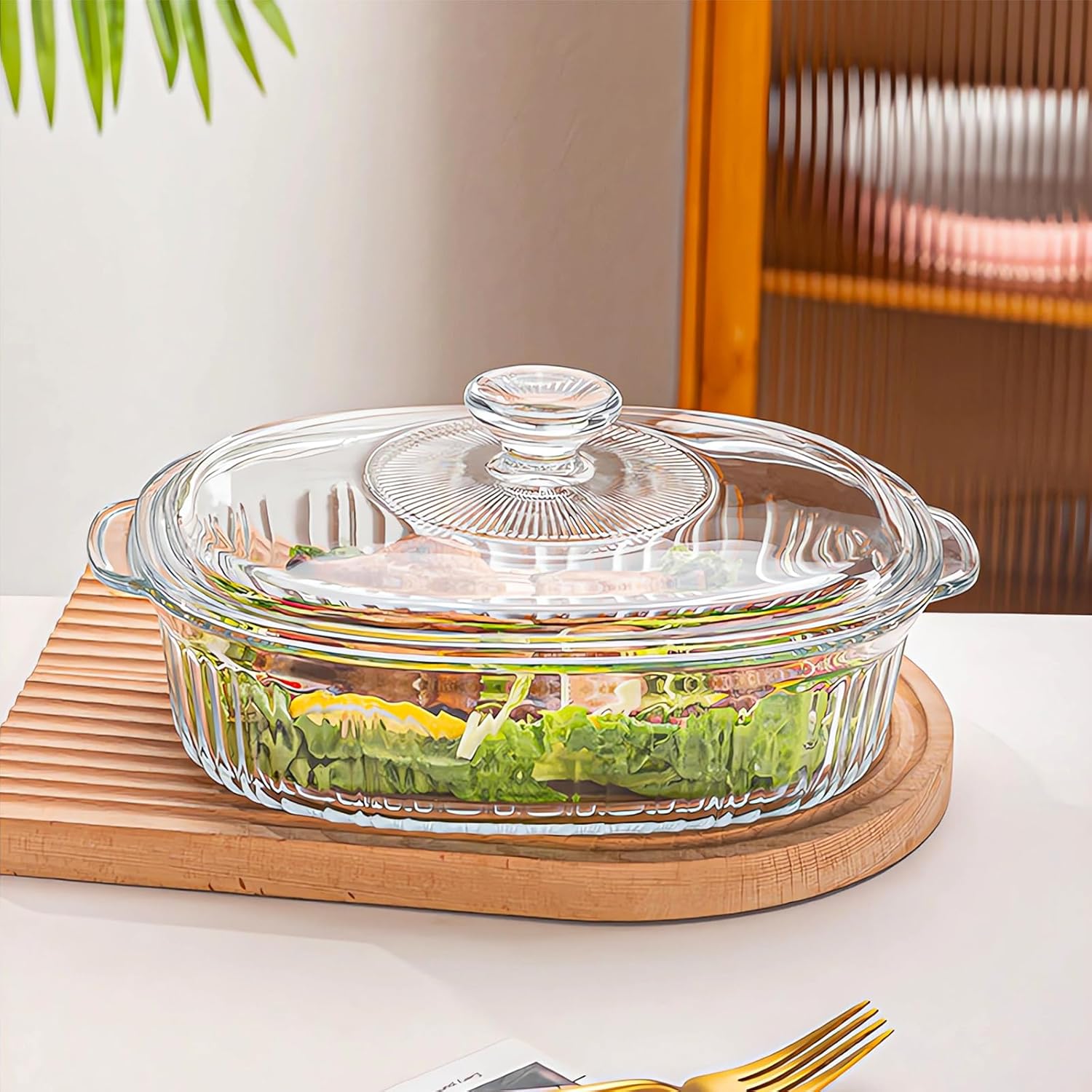 MCIRCO Glass Casserole Baking Dish Set - 4-Piece with Lids, 1.9 Qt & 3 Qt Sizes