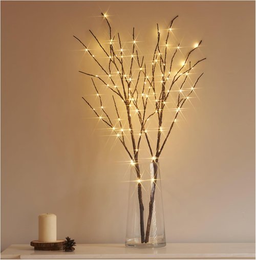 Hairui Lighted Brown Branches - 100 LED Fairy Lights with Timer | 30-Inch Willow Branch Decor for Indoor/Outdoor Holiday Use