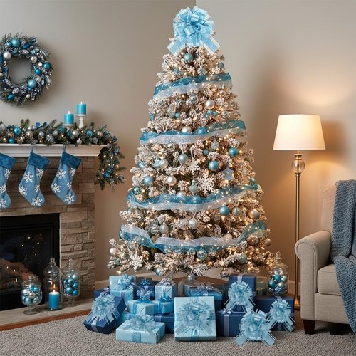 Blue Glitter Gift Bows - 6 Inch Instant Pull Bows for Baby Showers, Birthdays, Christmas & Weddings