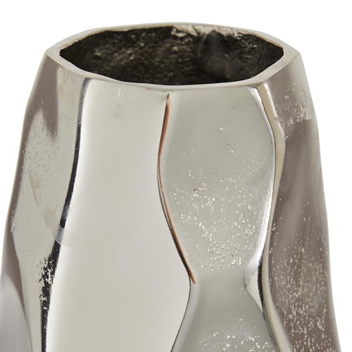 Deco 79 Aluminum Metal Decorative Vase Geometric Centerpiece Vase, Flower Vase for Home Decoration 6" x 5" x 12", Silver