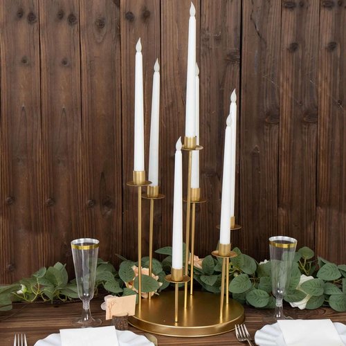 Efavormart 15" Tall Gold Metal Cluster Taper Candle Holder - Elegant Wedding Centerpiece Candelabra