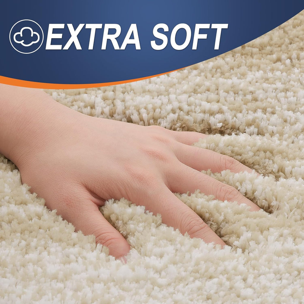 OLANLY Luxury Toilet Rugs - Extra Soft Microfiber U-Shaped Bath Mat 24x20 | Non-Slip Tan Contour Mat