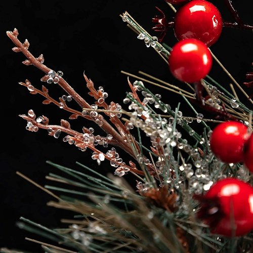 LOHASBEE Mini Christmas Tree - 10-Inch Portable Tabletop Decor with Red Berries | 2-Pack for Holiday Celebrations