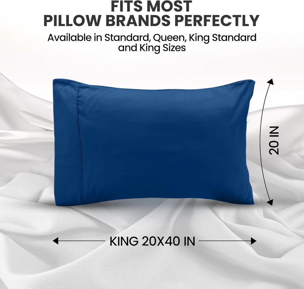 Utopia Bedding King Size Pillow Cases 2-Pack - Soft Brushed Microfiber - Oeko-TEX Certified, 20x40 Inches (Blue Dusk)