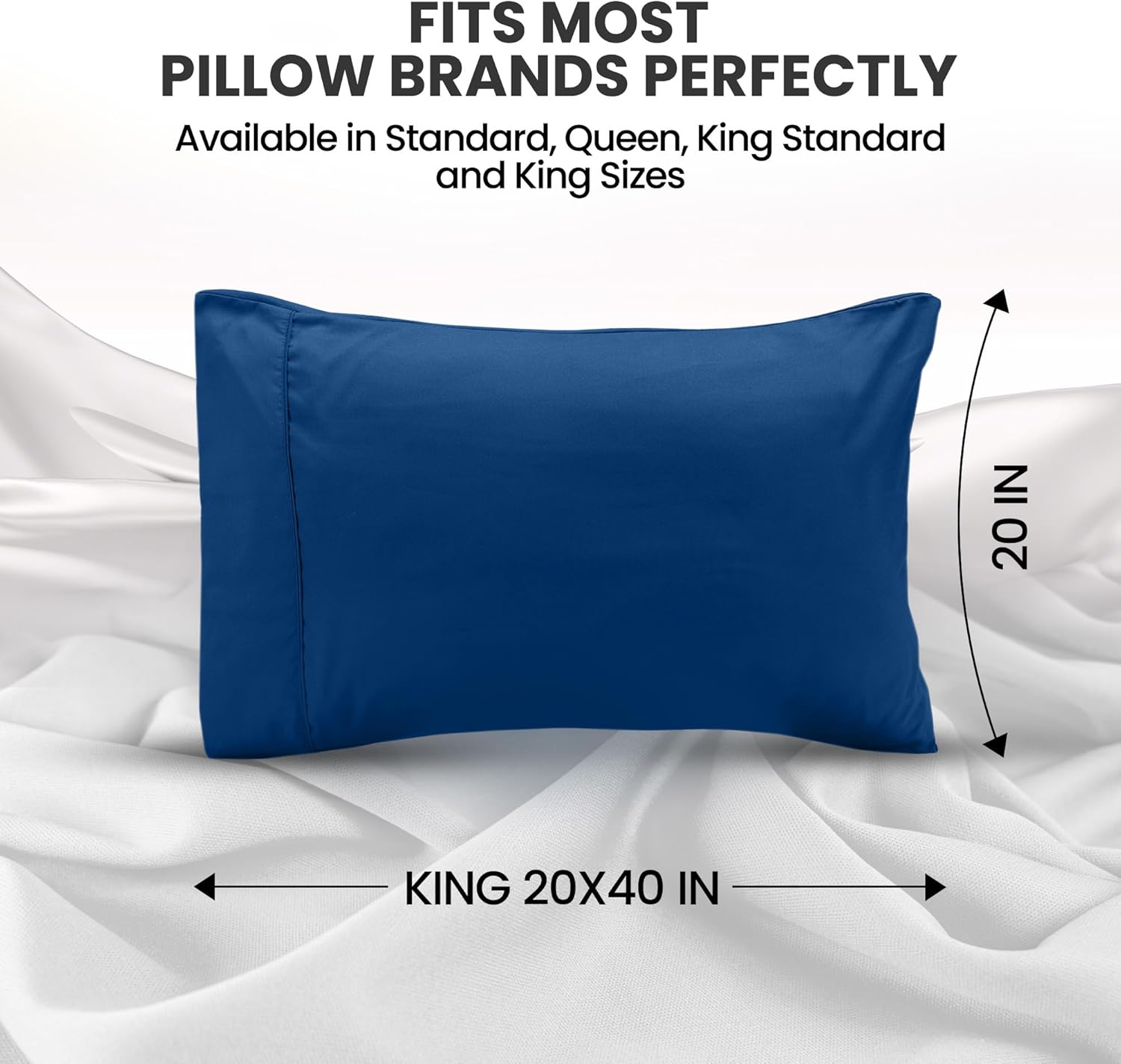 Utopia Bedding King Size Pillow Cases 2-Pack - Soft Brushed Microfiber - Oeko-TEX Certified, 20x40 Inches (Blue Dusk)