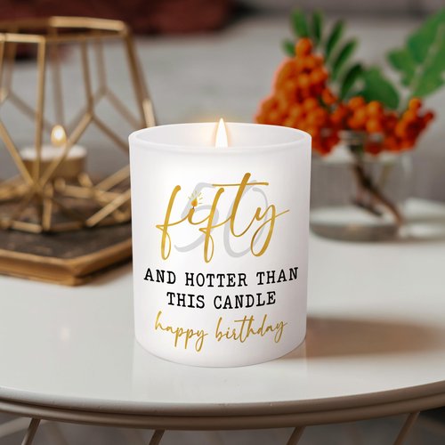 ARVEXO 50th Birthday Gifts for Her - Long Lasting Vanilla Lavender Candle 10 oz - Funny 1976 Birthday Gifts for Women Wife Mom Sister Friend, Gift for 50 Year Old Woman, Fifty Candles, 50th Birthdays