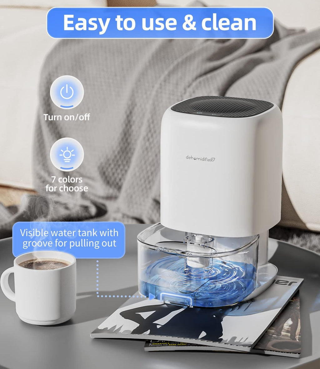 Skiennix Dehumidifier - 35 OZ Compact Unit for Bedrooms | Quiet Operation & Auto Shut Off, White