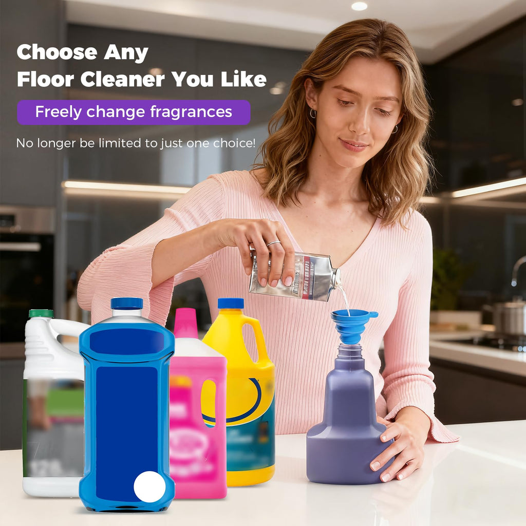 KTNAid Refillable Replacement Bottle for Swiffer® Wet Jet™ Mop, 500ml /17 oz, Empty, Leak-Proof HDPE Cleaner Solution Refill Bottle with 8 Silicone Gaskets & 1 Foldable Funnel