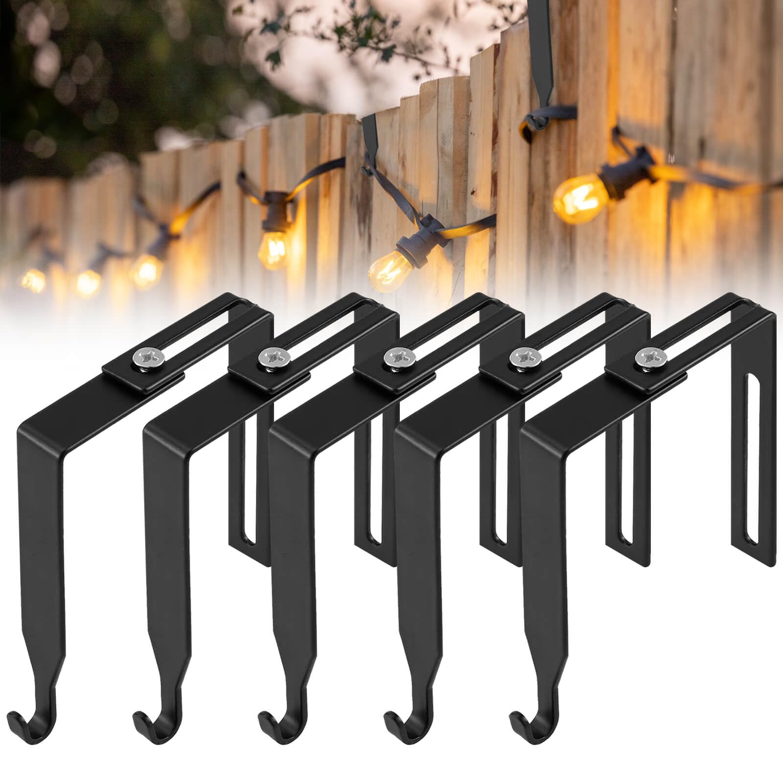 Waidfix 5PCS Adjustable Outdoor Concrete Cinder Light String Hooks for 3.2-8”, No Drill Fence String Light Hangers, Brick Clips, Concrete Wall Hooks, Outdoor Party Decor Hanging Lights Holders