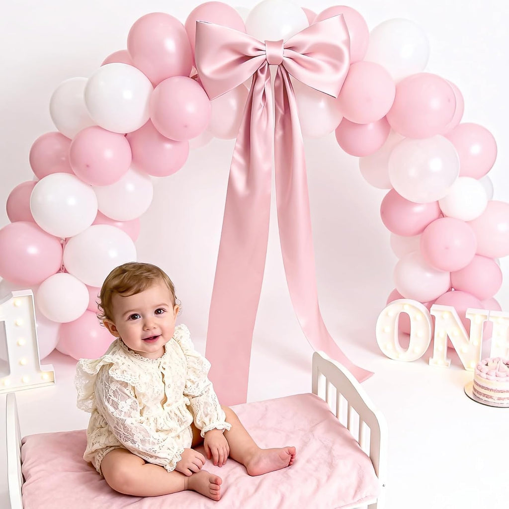 Skiennix Extra Long Satin Pink Bow - Elegant Wall Decor for Coquette Room | 70x20 Inch for All Occasions