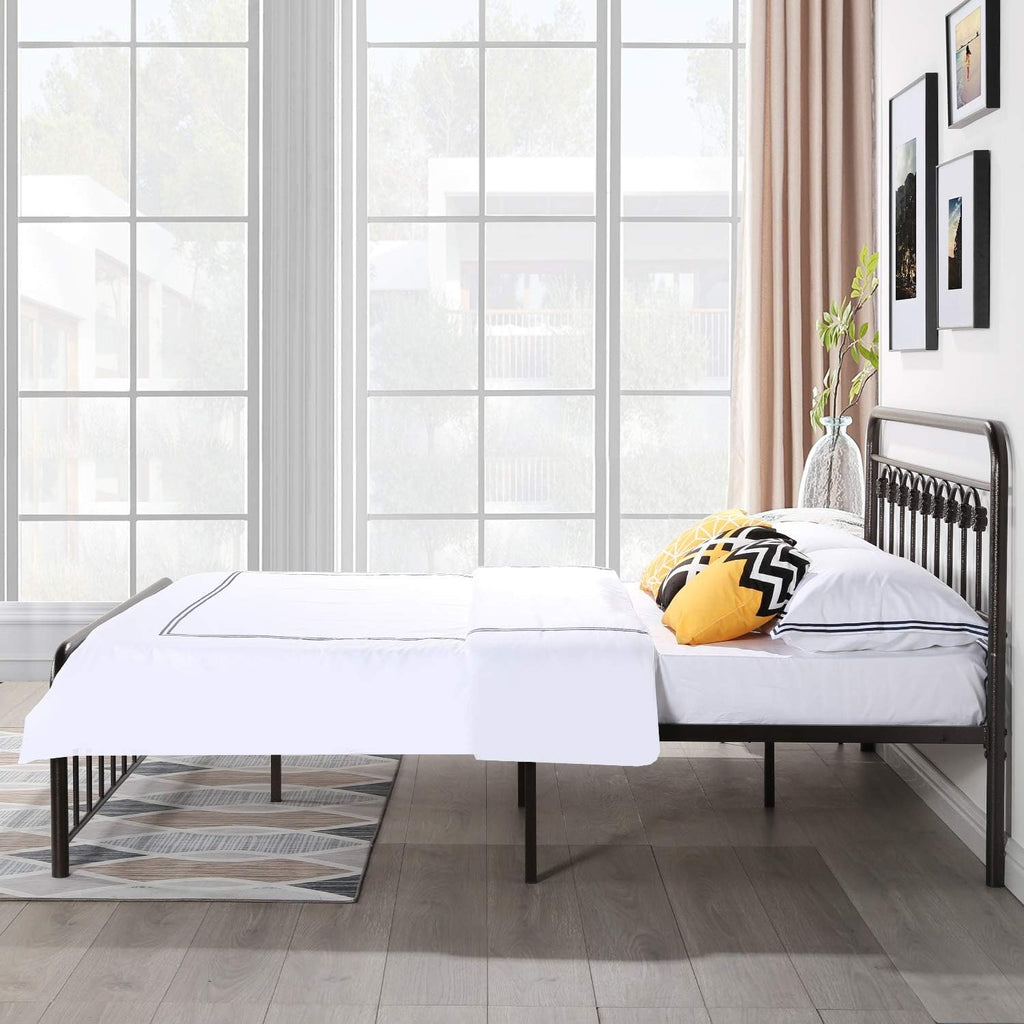 VECELO Full Size Metal Platform Bed Frame with Headboard and Footboard, Mattress Foundation with Steel Slat Support/No Box Spring Needed/Easy Assembly, Dark Copper