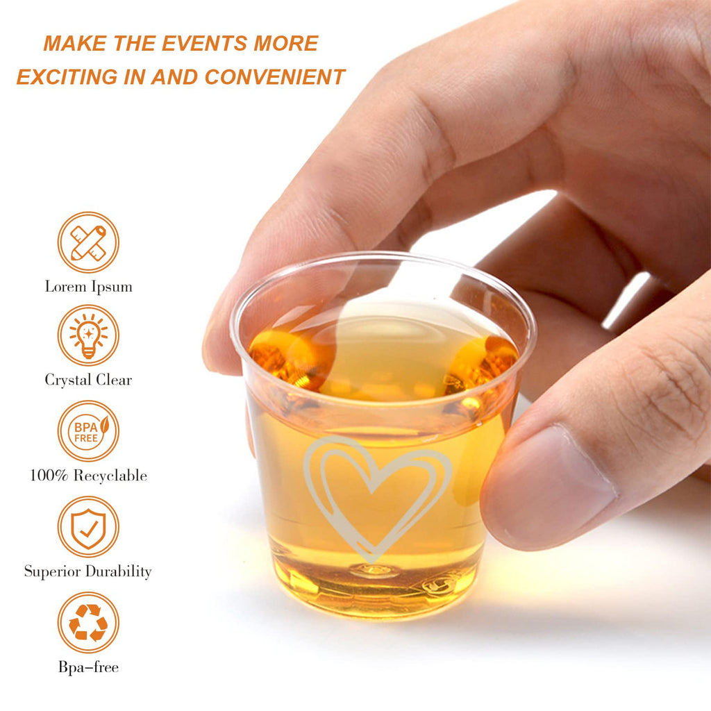 Puninoto 50 Pack Shot Glasses,1 oz Plastic Shot Cups Disposable,Clear Mini Shot Glasses,Small Plastic Cups for Birthdays,Tasting,Parties,Weddings (50)